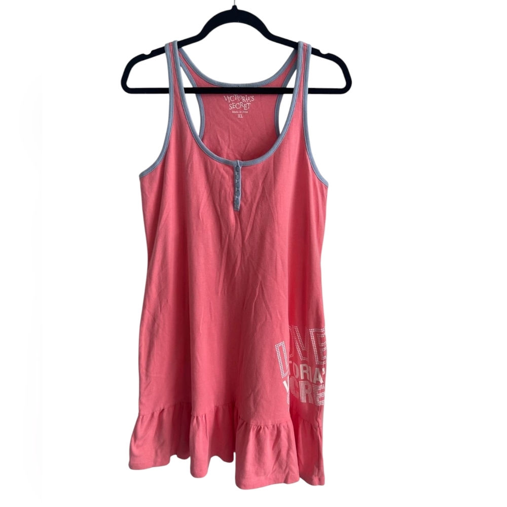 Victoria Secret Love Tenis/Golf/Lounge Dress XL Pink & White Letters Cotton Y2K